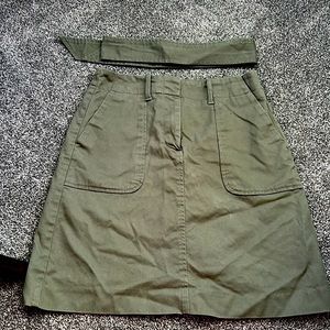 Loft army green skirt with tie belt